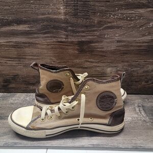 Converse All Star Sneakers Mens Sz 7.5, W 9.5 Tan High Top Brown Casual Lace up